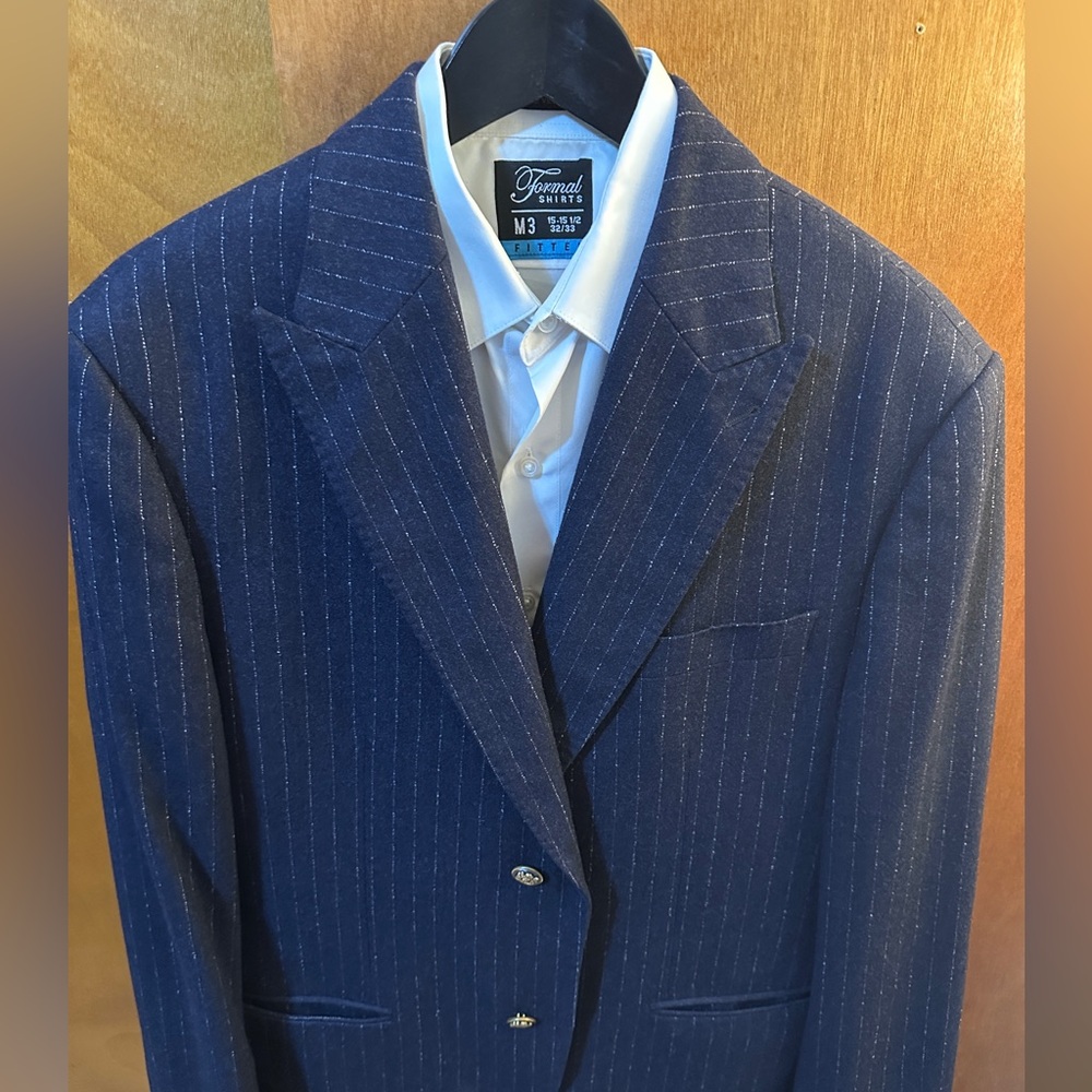 Ravel Blue Pinstripe Men's Suit